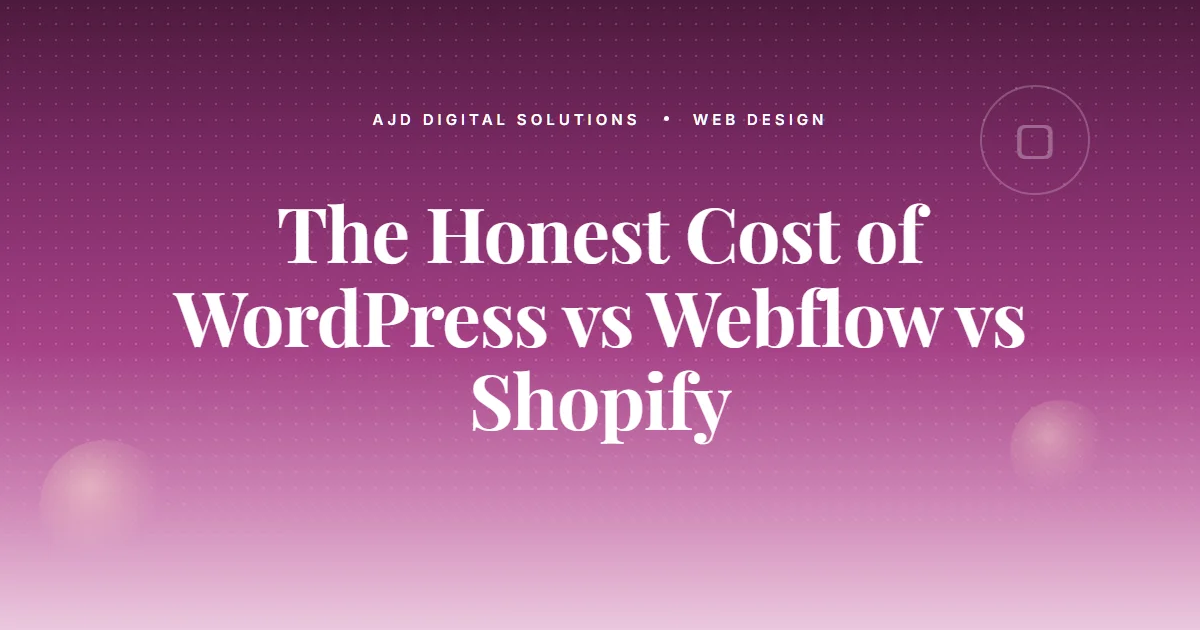 The Honest Cost Of WordPress Vs Webflow Vs Shopify