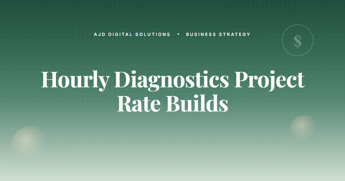 Why I Charge Hourly For Diagnostics But Project Rate For Builds